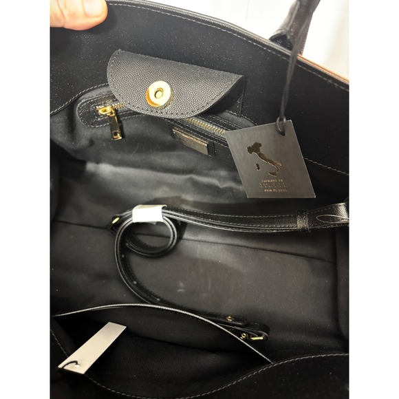 Claudia Firenze Black Pebbled Leather Satchel Top Handle Bag Made in Italy NEW - Picture 5 of 6